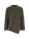 Comme Des Garçons Homme Deux Tartan-panelled Wool Sweater In Green