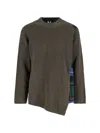 Comme Des Garçons Homme Deux Tartan-panelled Wool Sweater In Green