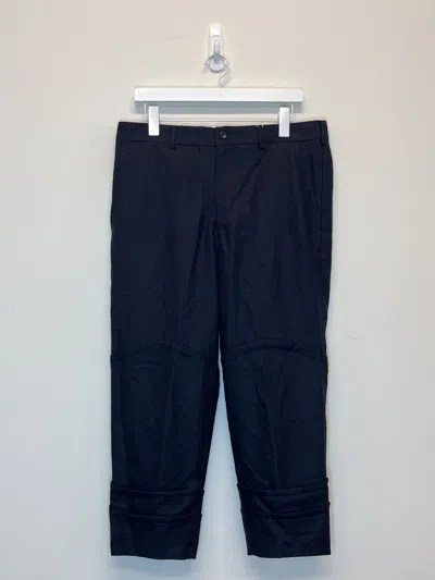 Pre-owned Comme Des Garçons Homme Deux Wool Turn Up Knee Trousers In Black