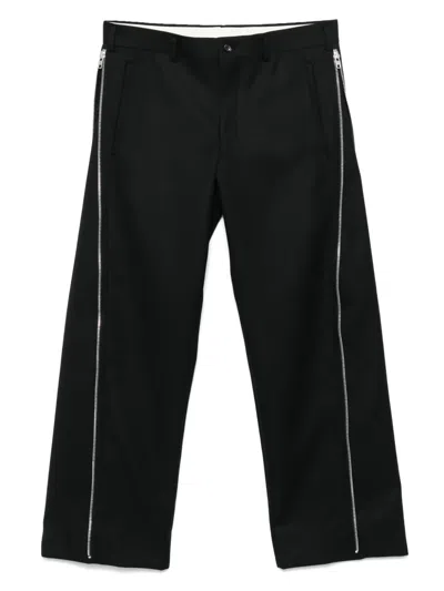 Comme Des Garçons Homme Deux Zip-embellished Trousers In Black