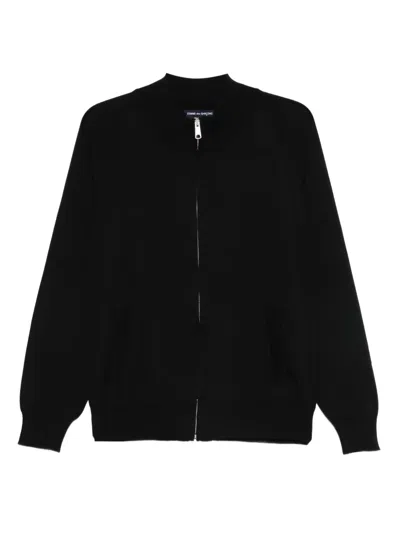 Comme Des Garçons Homme Deux Wool Zip-up Sweater In Black