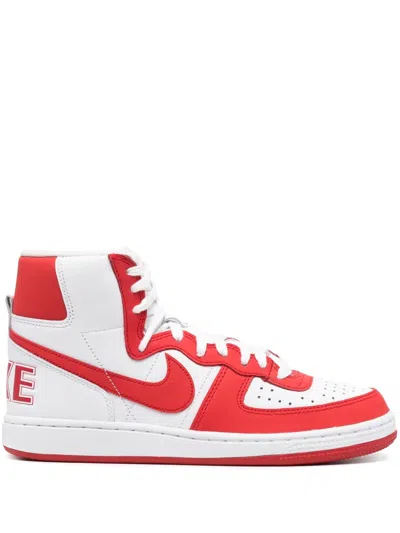 Comme Des Garçons Homme Deux X Nike High-top Swoosh Sneakers In Red
