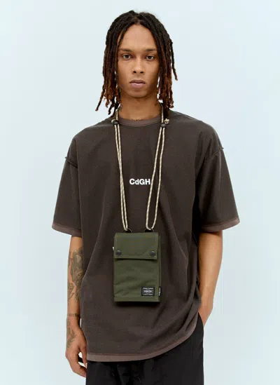 Comme Des Garçons Homme Deux X Porter Nylon Crossbody Bag In Burgundy