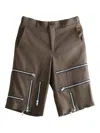 Comme Des Garçons Homme Deux Zip-detail Wool Shorts In Brown