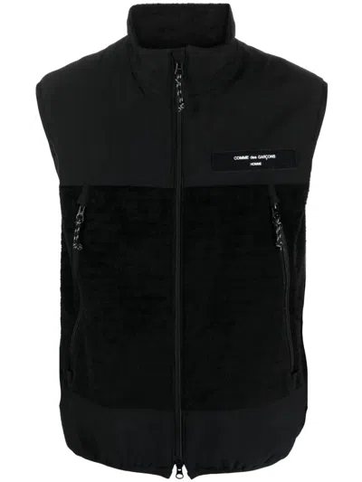 Comme Des Garçons Homme Deux Zip-up Panelled Waistcoat In Black