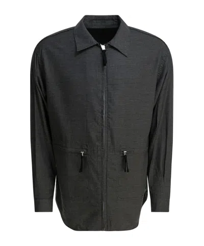 Comme Des Garçons Homme Flannel Checked Zipped Overshirt In Black