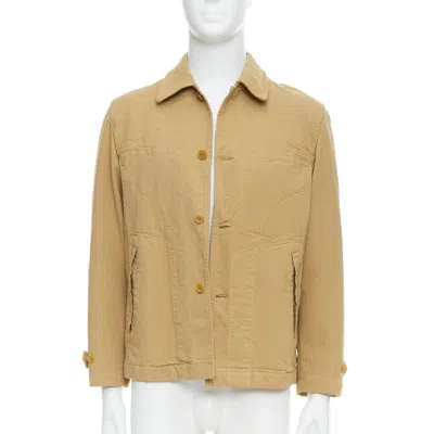 Pre-owned Comme Des Garçons Comme Des Garcons Homme Khaki Crinkle Fabric Topstitch Jacket In Sand
