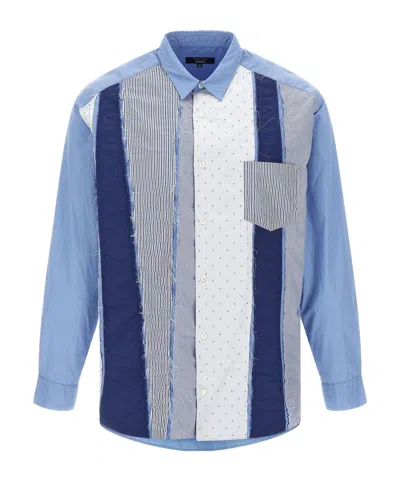 Comme Des Garçons Homme Patchwork Panel Shirt In Blue