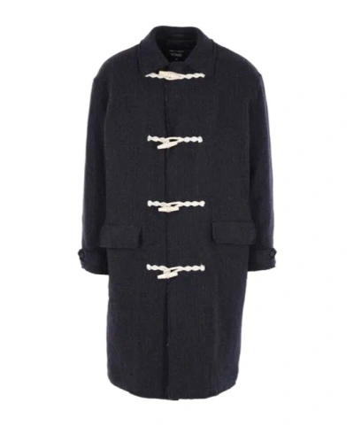 Comme Des Garçons Homme Pinstriped Coat In Black