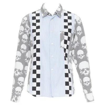 Pre-owned Comme Des Garçons Comme Des Garcons Homme Plus 2011 Blue Skeleton Skull Patchwork Shirt Xs