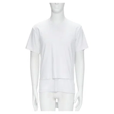 Pre-owned Comme Des Garçons Comme Des Garcons Homme Plus 2015 White Deconstructed Fishnet Hem Tshirt M