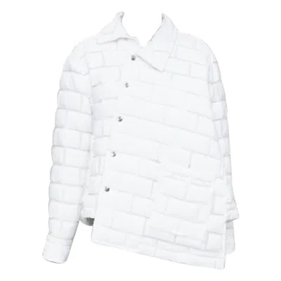Pre-owned Comme Des Garçons Comme Des Garcons Homme Plus 2018 White Brick Sheer Overlay Quilted Jacket Xs