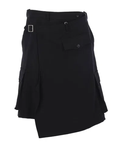 Comme Des Garçons Comme Des Garcons Homme Plus Belted Layered Shorts In Black