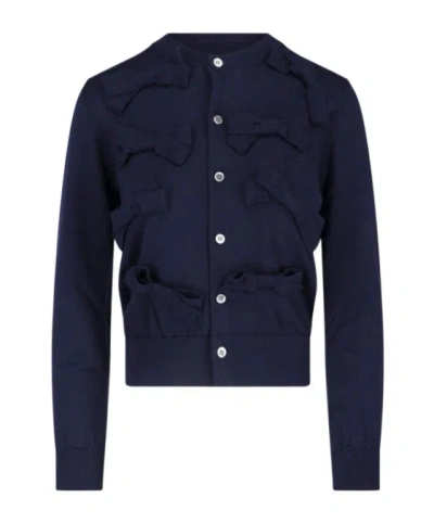 Comme Des Garçons Homme Plus Bow Detail Buttoned Cardigan In Brown