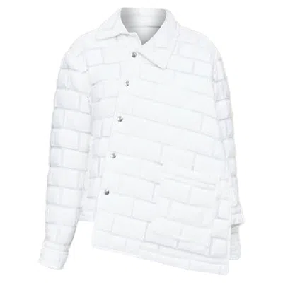 Comme Des Garçons Comme Des Garcons Homme Plus Brick Sheer Overlay Quilted Jacket In White