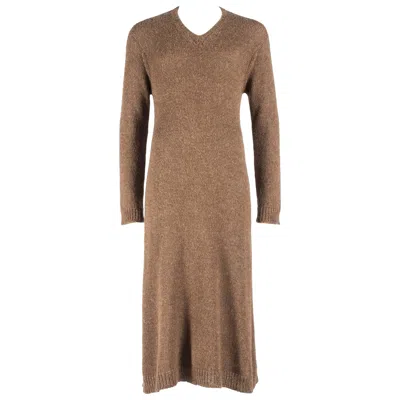 Pre-owned Comme Des Garçons Comme Des Garcons Homme Plus Brown Wool Knitted V-neck Sweater Dress, A / W 1995