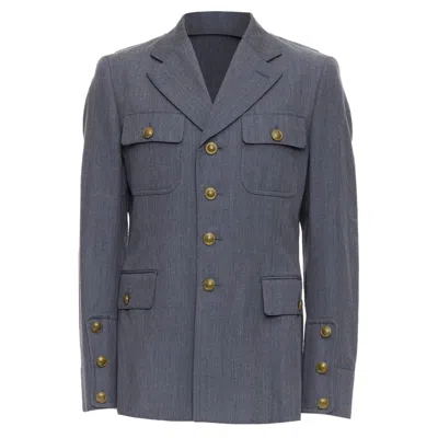 Comme Des Garçons Comme Des Garcons Homme Plus Contrast Back Military Jacket In Grey
