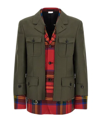 Comme Des Garçons 'multi-layers' Jacket In Green