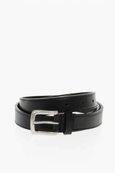 Comme Des Garçons Homme Plus Leather Belt With Contrasting Detail 25mm In Black