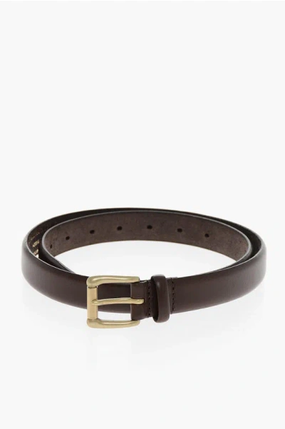 Comme Des Garçons Homme Plus Leather Belt With Golden-effect Buckle 25mm In Brown