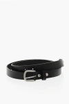 Comme Des Garçons Homme Plus Leather Belt With Jewel 25mm In Black