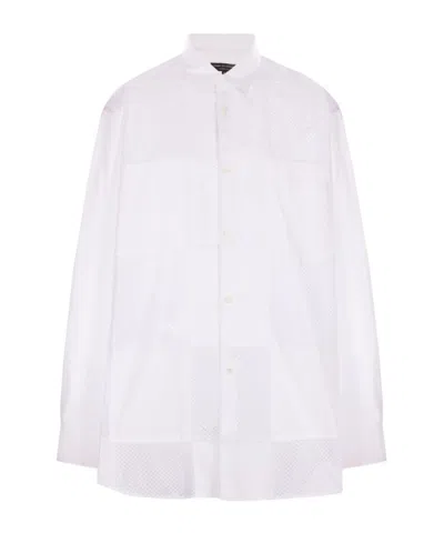 Comme Des Garçons Mesh-panelling Shirt In White