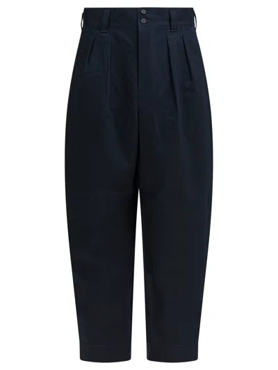 Comme Des Garçons Homme Plus Navy Cotton Trousers In Blue