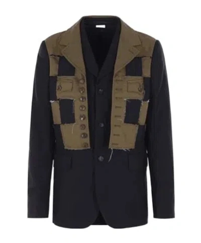Comme Des Garçons Homme Plus Panelled Buttoned Jacket In Multi