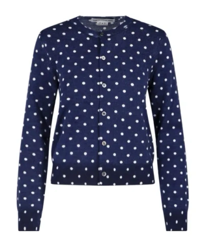 Comme Des Garçons Homme Plus Polka Dot Buttoned Cardigan In Blue