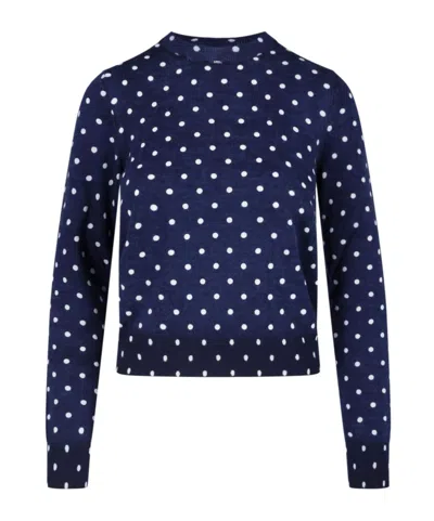 Comme Des Garçons Homme Plus Polka Dot Crewneck Jumper In Blue