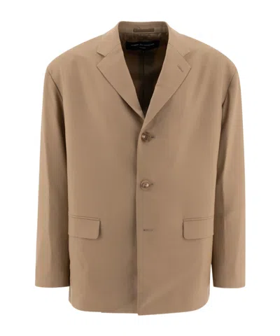 Comme Des Garçons Homme Plus Single-breasted Oversized Blazer In Brown