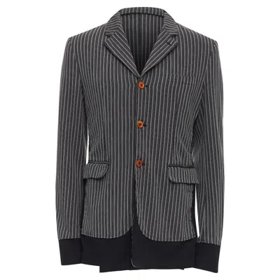 Comme Des Garçons Comme Des Garcons Homme Plus Striped Layered Blazer In Grey