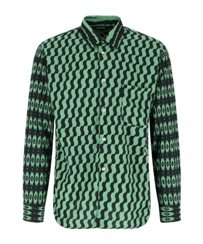 Comme Des Garçons Homme Plus Wavy Pattern Shirt In Green