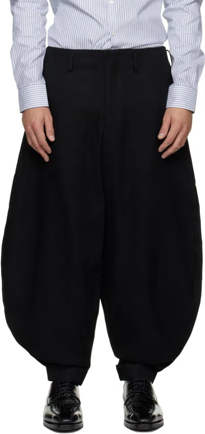 Comme Des Garçons Homme Plus Wide Curved Leg Pants In Black