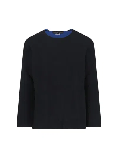 Comme Des Garçons Long Sleeve Crew Neck Knit Sweater In Black