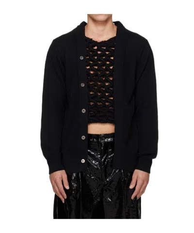Comme Des Garçons Homme Plus Woven Insert Cardigan In Black