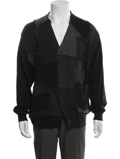 Pre-owned Comme Des Garcons Homme Plus X George Cox Wool Colorblock Pattern Cardigan In Black