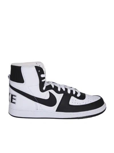 COMME DES GARCONS HOMME PLUS X NIKE COMME DES GARÇONS HOMME PLUS X NIKE WHITE AND BLACK LEATHER SNEAKERS