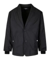 Comme Des Garçons Pinstripe Padded Jacket With Classic Lapels In Black