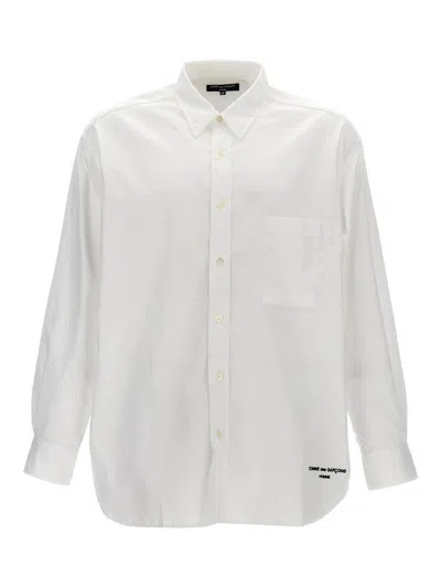 Comme Des Garcons Hommes Plus Logo Embroidery Shirt In White