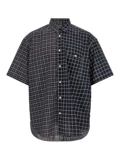 Comme Des Garcons Hommes Plus Check Patterned Shirt In Black