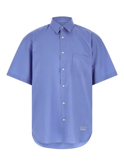Comme Des Garcons Hommes Plus Logo Embroidery Shirt In Blue