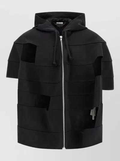 Comme Des Garçons Hooded Armor Jacket Layered Panels Short Sleeves In Black