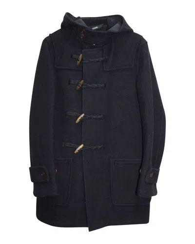 Comme Des Garçons Comme Des Garcons Hooded Coat With Toggle Closure In Navy Blue Wool