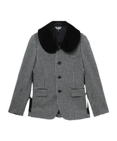 Comme Des Garçons Houndstooth Collar Blazer In Gray