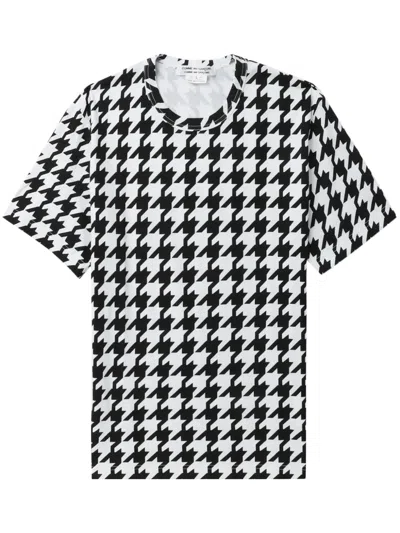 Comme Des Garçons Houndstooth Cotton T-shirt In Black