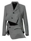 Comme Des Garçons Houndstooth-pattern Cutting-out Jacket In Gray