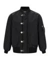 Comme Des Garçons Nylon Bomber Jacket With Ribbed Knit Cuffs And Padded Lining In Blue