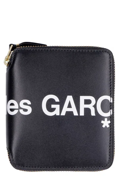 Comme Des Garçons Huge Leather Zip Around Wallet In Black