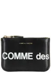 Comme Des Garçons Wallet Logo Detail Leather Pouch In Black